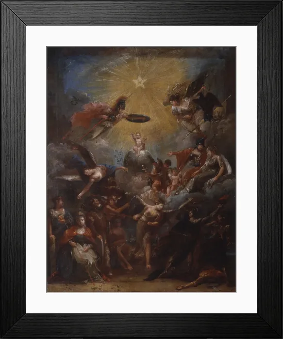 Framed Print : Apotheosis of the King of Rome (Apoteosi del re di Roma), by Giuseppe Bernardino Bison, 1811, 19th Century, oil on canvas - Private collection. Whole artwork view
