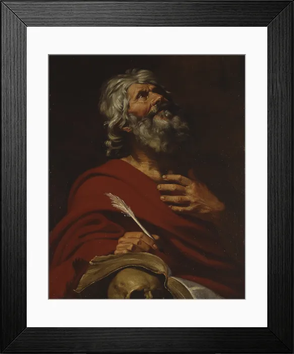 Framed Print : Saint Jerome (San Girolamo), by unknown artist, 1630-1639, 17th Century, oil on canvas - Italy, Lombardy, Milan, Brera Art Gallery. Whole artwork view