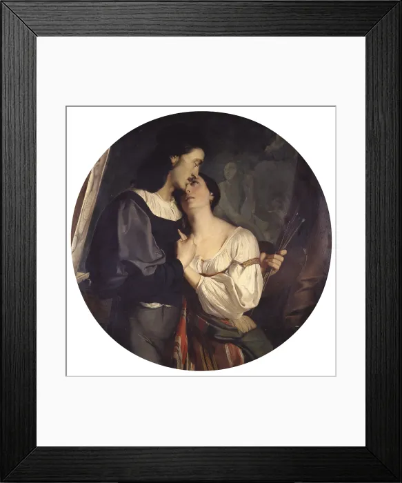 Framed Print : Raphael and the Fornarina, by Francesco Gandolfi, 19th Century, oil on canvas - Italy, Lombardy, Milan, Brera Collection. Whole artwork view