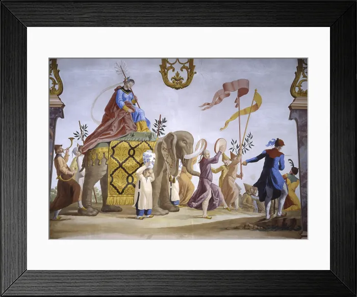 Framed Print : Triumphal Procession (Corteo trionfale), by Andrea Urbani, 1773, 18th Century, fresco - Italy, Veneto, Padua, Noventa Padovana, Villa Grimani Vendramin Calergi