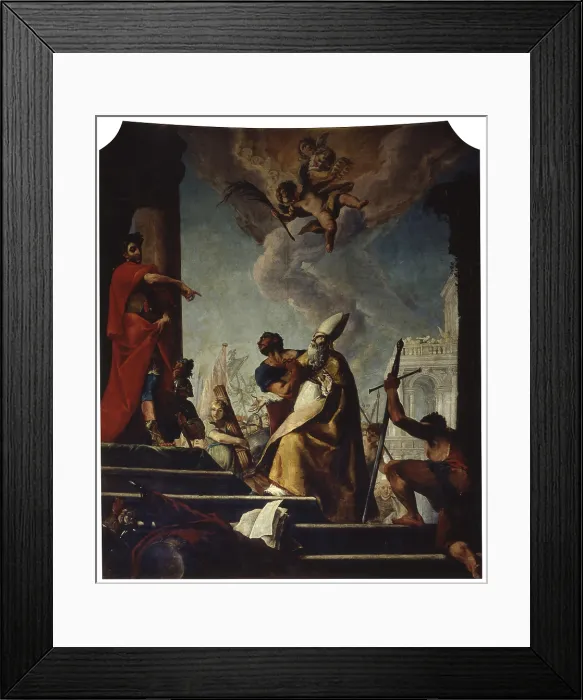 Framed Print : Saint Peregrinus Condemned to Martyrdom by Emperor Gallienus (San Pellegrino condannato al martirio dall'imperatore Gallieno), by Pietro Longhi, 1730, 18th Century