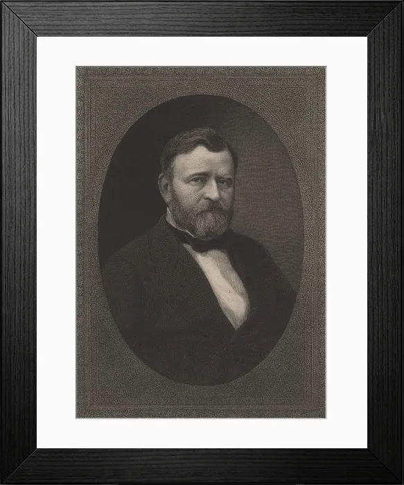 Framed Print : Ulysses S. Grant in portrait engraving by William Edgar Marshall. It was published in March 1885, while Grant was publically known to be gravely ill (BSLOC_2018_10_77)