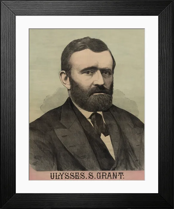 Framed Print : Portrait from a campaign banner for the 1872 Republican presidential campaign when President Grant was running for a second term (BSLOC_2018_10_80)