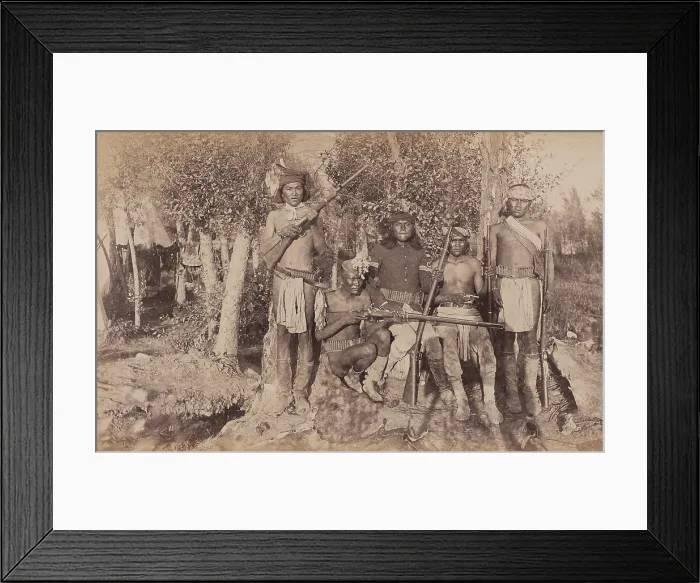 Framed Print : Apache Scouts at Fort Apache, ca. 1884-87, were photographed by Christian Barththelmess, during the Chiricahua Apache War, 1882-87