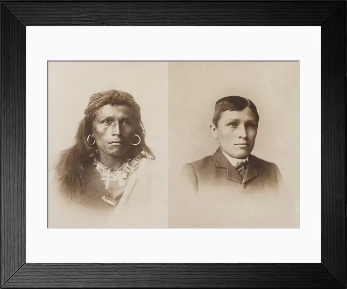 Framed Print : Before and after images of Henry Ta-a-way-te (Buffalo Scout Telling Something) Framed Print : Before and after images of Henry Ta-a-way-te (Buffalo Scout Telling Something)