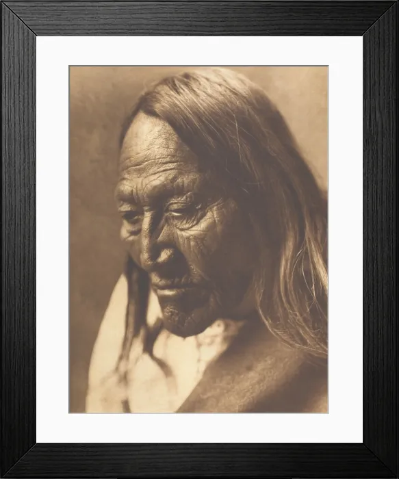 Framed Print : Chief Two Strike (aka, Numpkahapa), was a Lakota leader. Photogravure by Edward Curtis, 1907