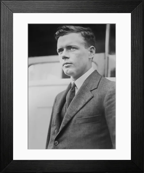 Framed Print : Charles Lindbergh, after he achieved international fame for his New York and Paris flight in 1927 (BSLOC_2016_10_149)