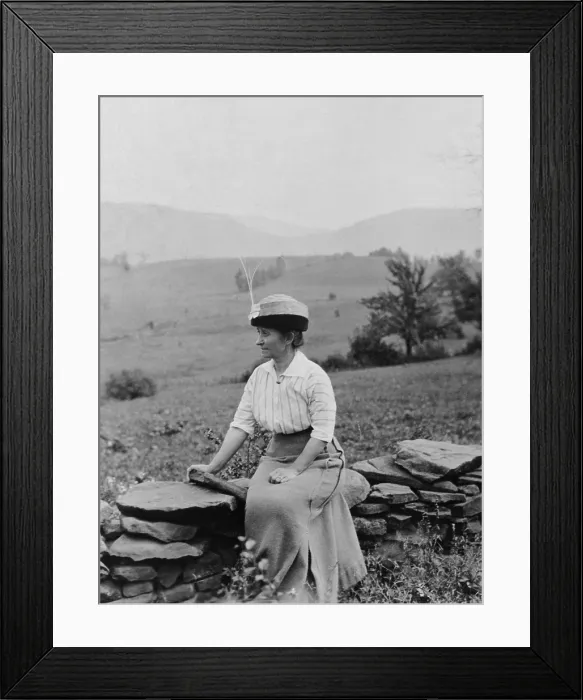 Framed Print : Dr. Clara Barrus at Woodchuck Lodge, the summer home of John Burroughs, c. 1910. When they met in 1901, she was 33, and Burroughs 64 and married to Ursula North