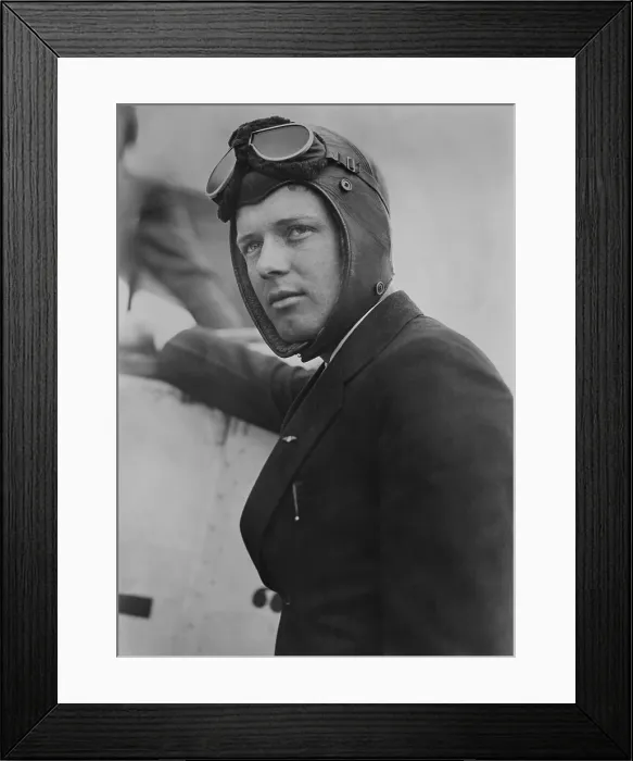 Framed Print : Charles Lindbergh, after flying his monoplane, The Spirit of Saint Louis, to New Jersey. Oct. 19, 1927