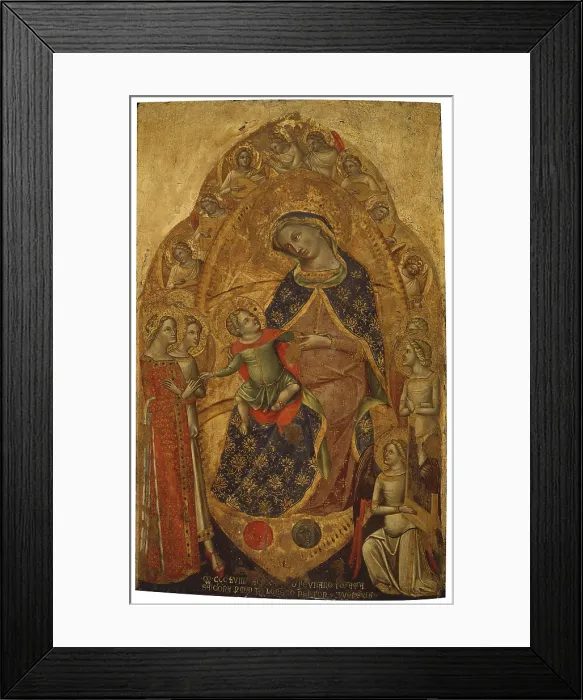 Framed Print : Mystical Marriage of Saint Catherine, by Lorenzo Veneziano, 1358, 14th Century, board with gold background - Italy, Veneto, Venice, Gallery of the Academy. Whole artwork view