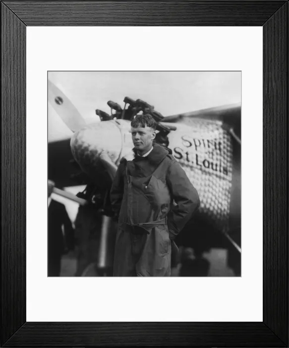 Framed Print : Charles A. Lindbergh, with the Spirit of Saint Louis, before his New York to Paris flight of May 20-21