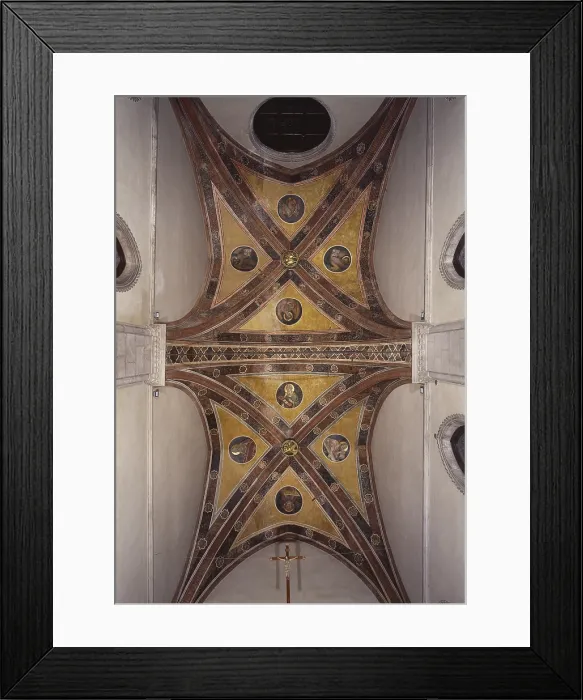 Framed Print : Decoration of the Vault, by Nicoletto Semitecolo, 14th Century, fresco - Italy, Veneto, Venice, Canal Marovich Ai Servi Institute. Whole artwork view