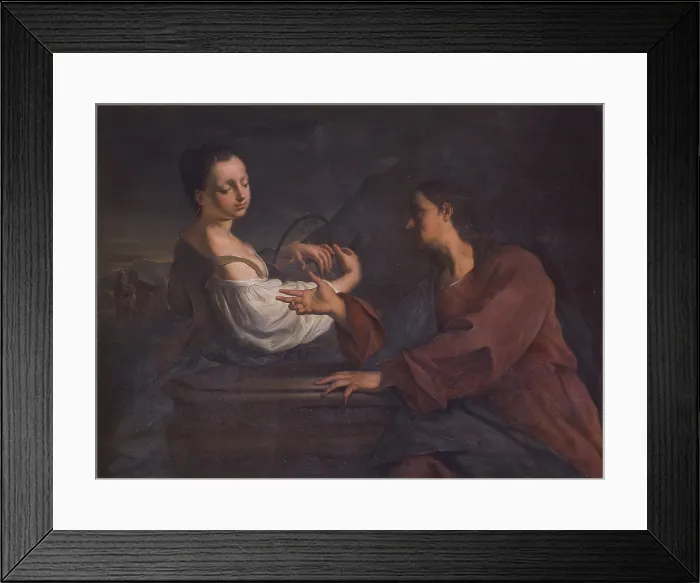 Framed Print : Christ and the Samaritan Woman, by Francesco Polazzo, 18th Century, oil on canvas - Italy, Veneto, Venice, Church of Saint Francis della Vigna. Whole artwork view