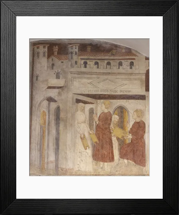Framed Print : The miracle of the sieve made of clay, by Master of Villanova San Bonifacio, half of the 14th Century, fresco - Italy, Veneto, Villanova San Bonifacio Framed Print : The miracle of the sieve made of clay, by Master of Villanova San Bonifacio, half of the 14th Century, fresco - Italy, Veneto, Villanova San Bonifacio