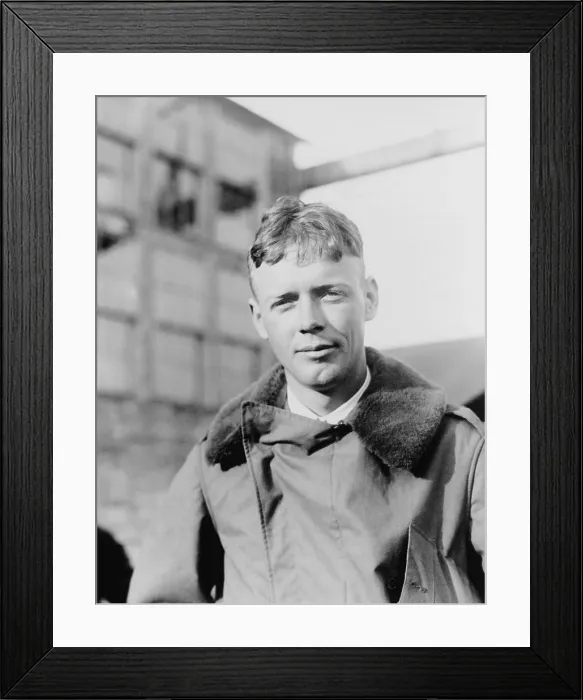 Framed Print : Charles A. Lindbergh at Curtiss Field, Long Island, New York, on May 12, 1927. He arrived three hours ahead of schedule in his flight from St