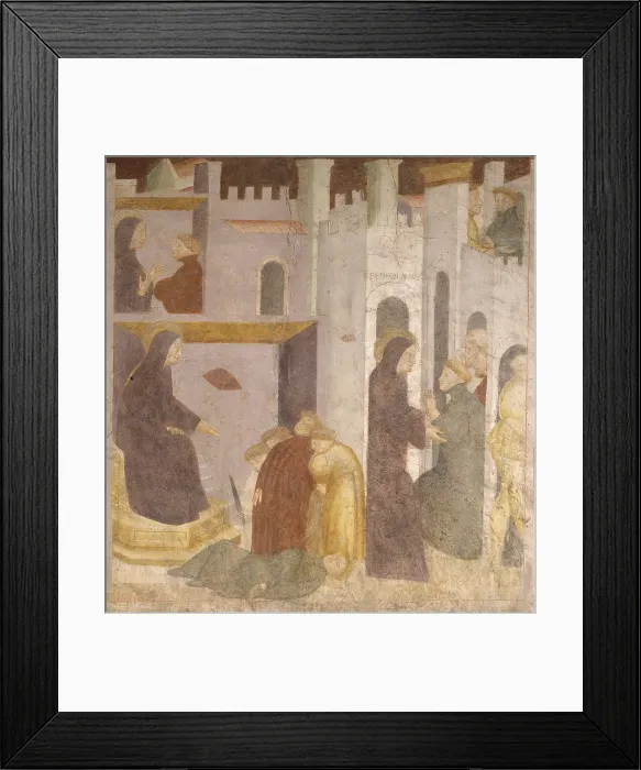 Framed Print : Discovery of King Totila's deception, by Master of Villanova San Bonifacio, half of the 14th Century, fresco - Italy, Veneto, Villanova San Bonifacio Framed Print : Discovery of King Totila's deception, by Master of Villanova San Bonifacio, half of the 14th Century, fresco - Italy, Veneto, Villanova San Bonifacio