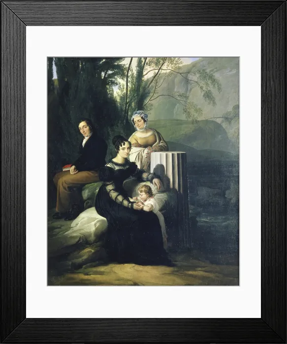 Framed Print : Family Portrait of the Borri Stampa Family, by Francesco Hayez, 1822 - 1823, 19th Century, oil on canvas - Italy, Lombardy, Milan, Brera Collection. Whole artwork view