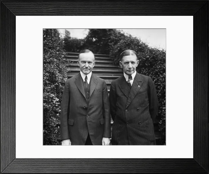 Framed Print : Calvin Coolidge with Charles Dawes, the Republican Vice Presidential nominee at the White House. June 1924 Framed Print : Calvin Coolidge with Charles Dawes, the Republican Vice Presidential nominee at the White House. June 1924
