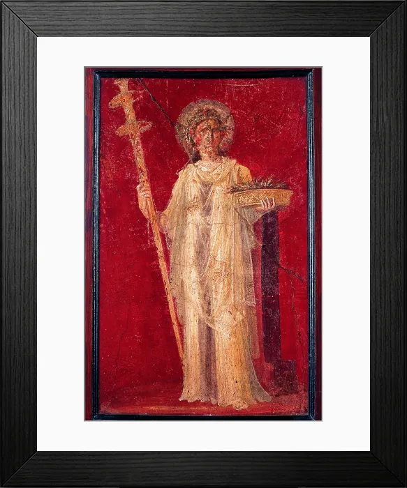 Framed Print : Cerere, by unknown artist, 62-79, 1st Century A.D. ripped fresco, 75 x 48 cm - Italy, Campania, Naples, National Archaeological Museum, Room LXXII, inv. 9454. Whole artwork view