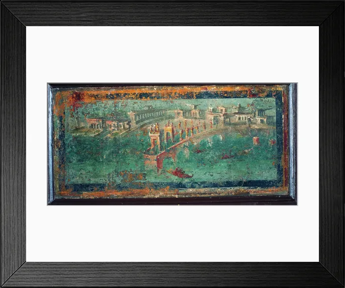 Framed Print : Sea Landscape, by unknown artist, 45-79, 1st Century A.D. ripped fresco, 22 x 46 cm - Italy, Campania, Naples, National Archaeological Museum, Room LXXIV, inv. 9484