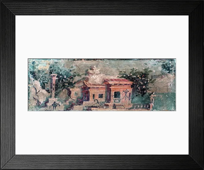Framed Print : Architectural Landscape, by unknown artist, 45-79, 1st Century A.D. ripped fresco, 19, 5 x 44, 5 cm - Italy, Campania, Naples, National Archaeological Museum, Room LXXIV, inv Framed Print : Architectural Landscape, by unknown artist, 45-79, 1st Century A.D. ripped fresco, 19, 5 x 44, 5 cm - Italy, Campania, Naples, National Archaeological Museum, Room LXXIV, inv