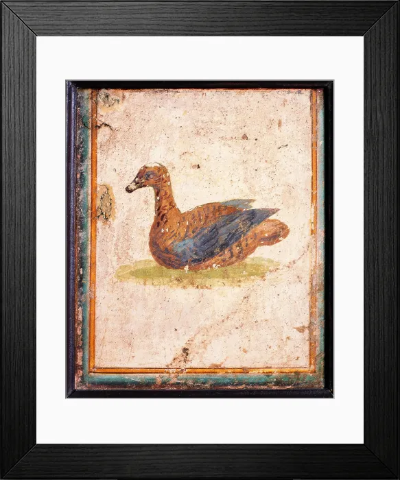 Framed Print : Bird, by unknown artist, 10-45, 1st Century A.D. ripped fresco, 26 x 22 cm - Italy, Campania, Naples, National Archaeological Museum, Room LXXVII, inv. 8740. Whole artwork view Framed Print : Bird, by unknown artist, 10-45, 1st Century A.D. ripped fresco, 26 x 22 cm - Italy, Campania, Naples, National Archaeological Museum, Room LXXVII, inv. 8740. Whole artwork view