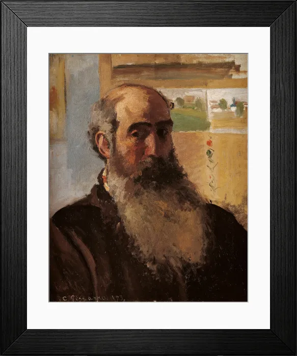 Framed Print : Self-Portrait, by Camille Pissarro, 1873, 19th Century, oil on canvas - France, Paris, Muse d'Orsay. Whole artwork view. The painter with his long beard