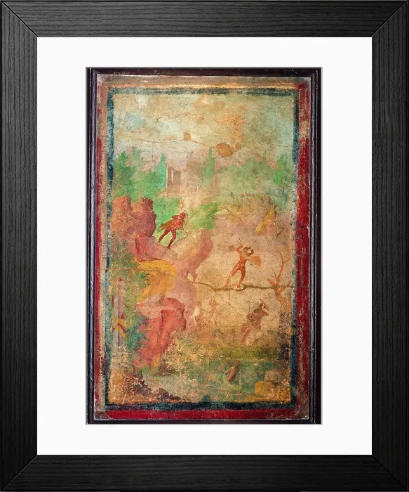 Framed Print : Marsya, by unknown artist, 25-45, 1st Century A.D. ripped fresco, 100 x 80 cm - Italy, Campania, Naples, National Archaeological Museum, Room LXXI, inv. 120626