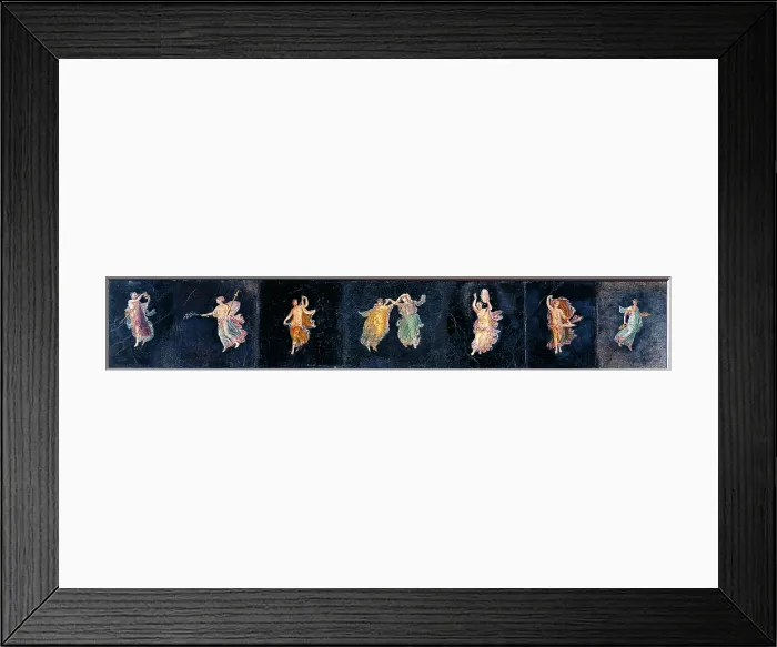 Framed Print : Dancing-girls, by unknown artist, 1-37, 1st Century A.D. ripped fresco, 30, 5 x 161, 5 cm - Italy, Campania, Naples, National Archaeological Museum, Room LXVIII, inv. 9295 Framed Print : Dancing-girls, by unknown artist, 1-37, 1st Century A.D. ripped fresco, 30, 5 x 161, 5 cm - Italy, Campania, Naples, National Archaeological Museum, Room LXVIII, inv. 9295
