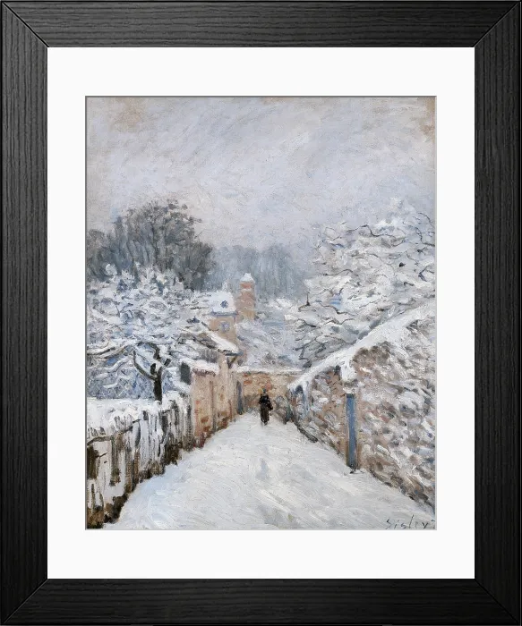 Framed Print : Snow in Louveciennes, by Alfred Sisley, 1878, 19th Century, oil on canvas - France, Paris, Muse d'Orsay. Whole artwork view
