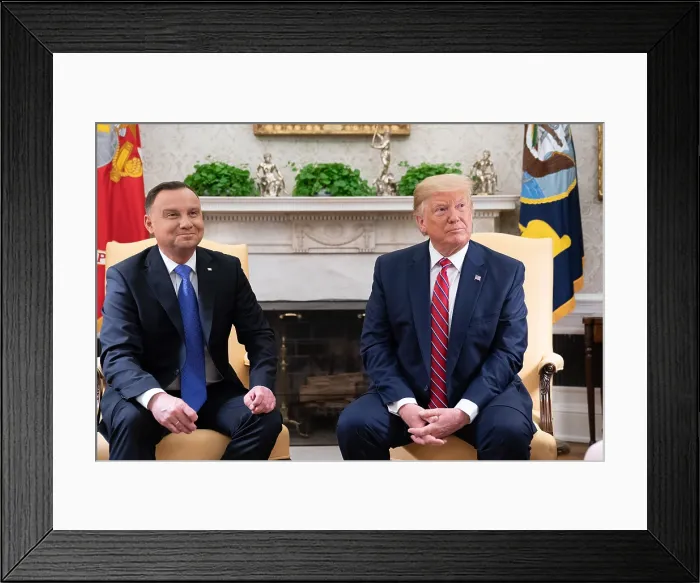 Framed Print : President Donald Trump and Polish President Andrzej Duda meet in the Diplomatic Reception Room of the White House, June 12, 2019