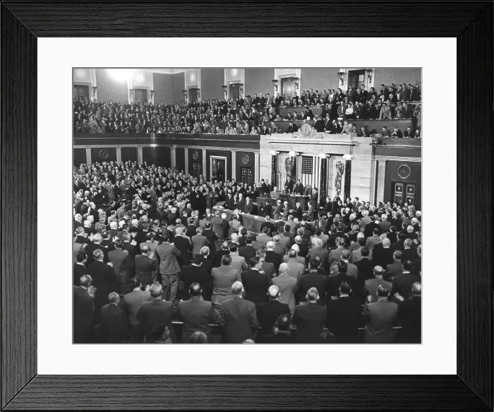 Framed Print : President Dwight Eisenhower delivering his 1954 State of the Union address to Congress