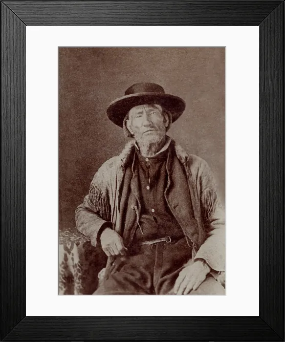 Framed Print : A family of trappers and hunters in the Four Peaks country in southwest Arizona Territory. The group is described as, Two Crab Tree boys, their father, dogs, and burros