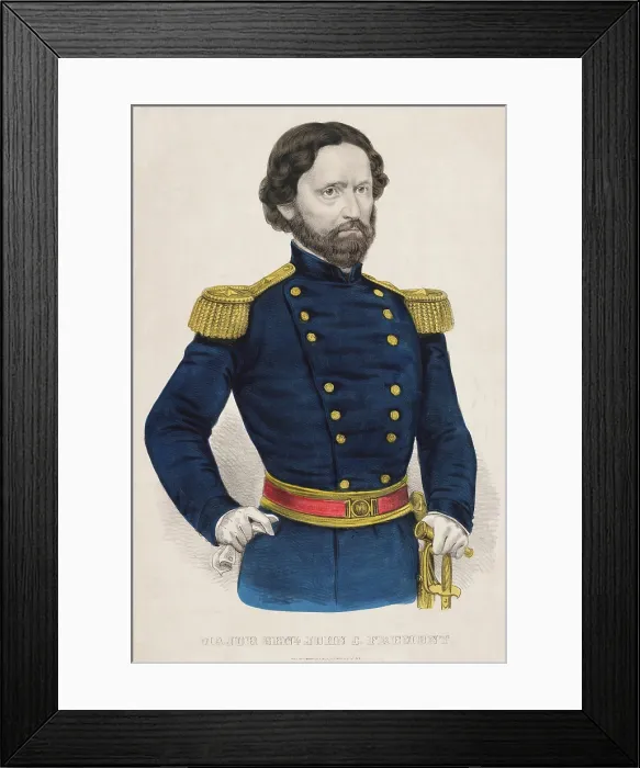Framed Print : John Charles Fremont was trained as a US Army Engineer topographer Framed Print : John Charles Fremont was trained as a US Army Engineer topographer