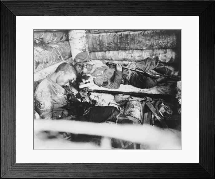 Framed Print : Two Japanese Imperial Marines who shot themselves rather than surrender to U.S. Marines. Nov. 20-23, 1943, Tarawa, Gilbert Islands. World War 2. (BSLOC_2014_10_102)