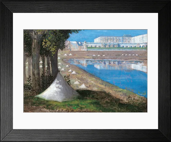 Framed Print : View of Versailles Castle and the Orangerie, by Pierre Puvis de Chevannes, 1871, 19th century, oil on canvas - France, Paris, Muse d'Orsay. Whole artwork's view