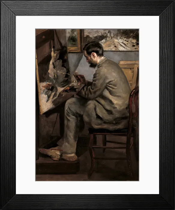 Framed Print : Portrait of Frdric Bazille at the easel, by Pierre-Auguste Renoir, 1867, 19th Century, oil on canvas - France, Paris, Muse d'Orsay. Whole artwork view Framed Print : Portrait of Frdric Bazille at the easel, by Pierre-Auguste Renoir, 1867, 19th Century, oil on canvas - France, Paris, Muse d'Orsay. Whole artwork view