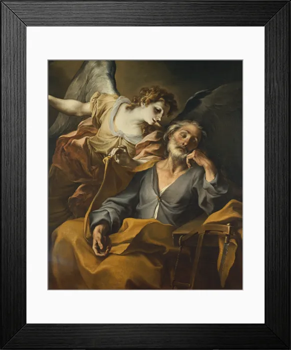 Framed Print : The dream of Saint Joseph, by Stefano Maria Legnani also known as Legnanino, 1708, 18th Century, oil on canvas - Italy, Piedmont, Novara, Civic Museum. Whole artwork view