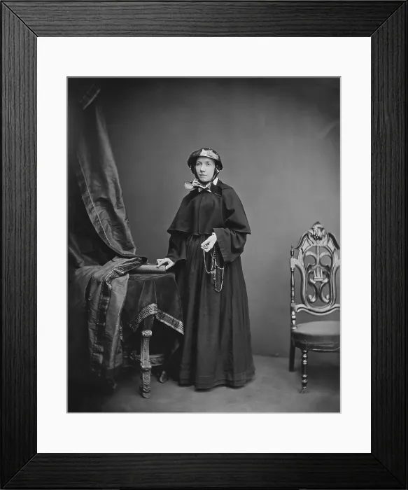 Framed Print : Sister Cecilia of the Sisters of Mercy, was photographed by Mathew Brady, c. 1861-65. The Catholic order of the Sisters of Mercy was founded in Dublin in 1827