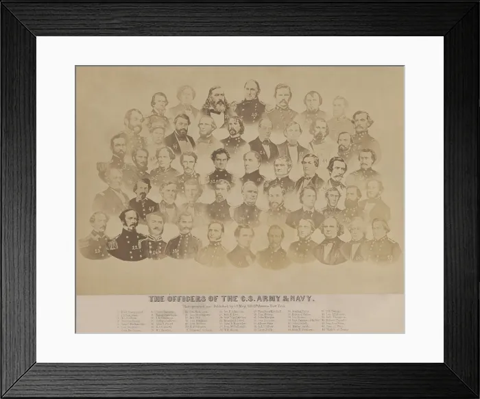 Framed Print : Officers of the Confederate States Army and Navy, during the US Civil War. 1862 photomontage by Charles F. May (BSLOC_2019_2_96)