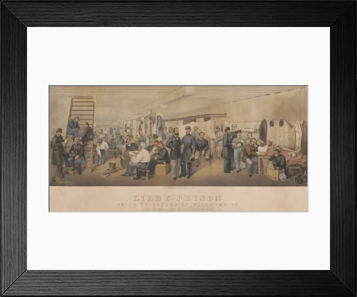 Framed Print : Union officers imprisoned on one of the two open floors of a former tobacco warehouse, converted to Libby Prison Framed Print : Union officers imprisoned on one of the two open floors of a former tobacco warehouse, converted to Libby Prison