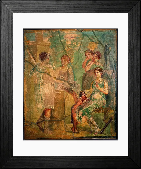 Framed Print : Artemis and Calisto, by unknown artist, 45-79, 1st Century A.D. ripped fresco, 107 x 90 cm - Italy, Campania, Naples, National Archaeological Museum, Room LXVI, inv. 111441 Framed Print : Artemis and Calisto, by unknown artist, 45-79, 1st Century A.D. ripped fresco, 107 x 90 cm - Italy, Campania, Naples, National Archaeological Museum, Room LXVI, inv. 111441