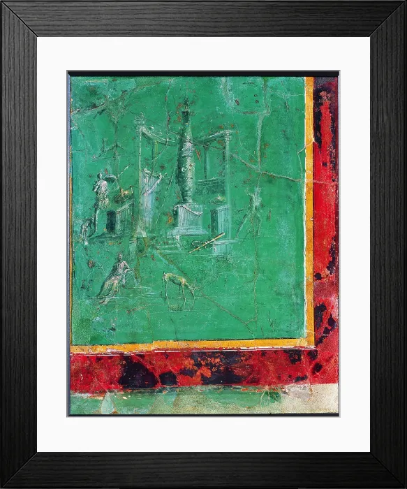 Framed Print : Wall with Green Monochromes, by unknown artist, 20-10, 1st Century B.C. ripped fresco, 65 x 52 cm - Italy, Campania, Naples, National Archaeological Museum, Room LXIX, inv. 9413