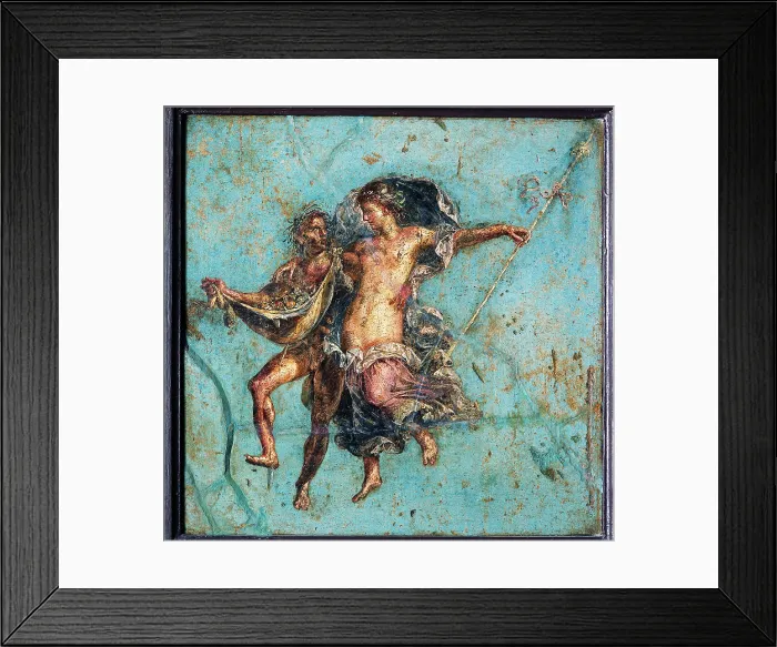 Framed Print : Couple in Flight, by unknown artist, 62-79, 1st Century A.D. fresco, 45 x 45 cm - Italy, Campania, Naples, National Archaeological Museum, Room LXXII, inv. 9135