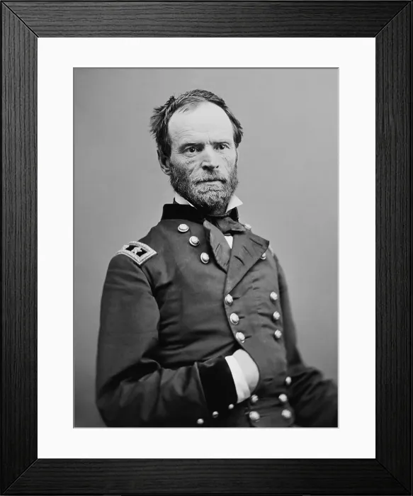 Framed Print : Major General William T. Sherman, fought for the Union throughout the US Civil War. He succeeded Ulysses Grant as Commanding General of the Army, serving from 1869 until 1883