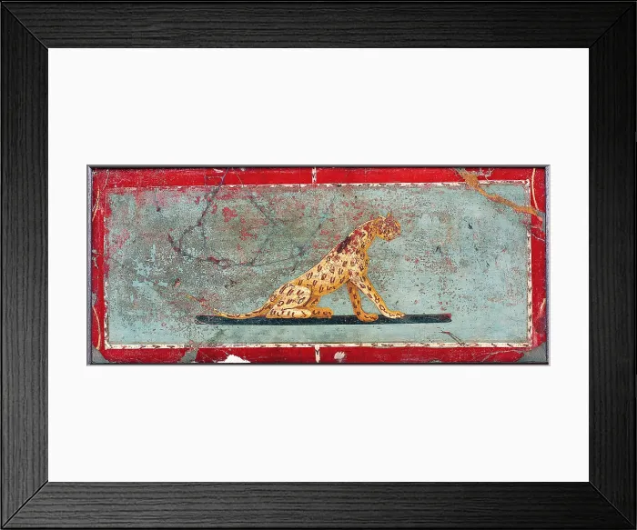 Framed Print : Panther, by unknown artist, 1-37, 1st Century A.D. ripped fresco, 21 x 47 cm - Italy, Campania, Naples, National Archaeological Museum, Room LXVIII, inv. 8650 Framed Print : Panther, by unknown artist, 1-37, 1st Century A.D. ripped fresco, 21 x 47 cm - Italy, Campania, Naples, National Archaeological Museum, Room LXVIII, inv. 8650