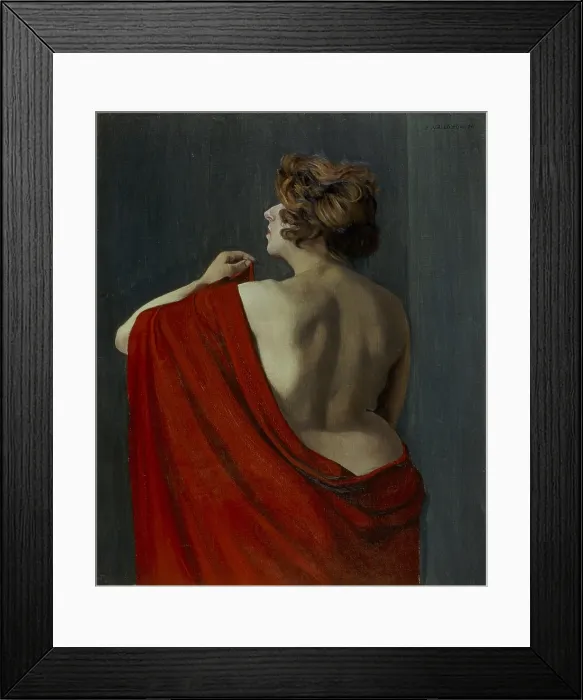 Framed Print : Woman with red shawl, by Flix Vallotton, 1920, 20th Century, oil on canvas - Switzerland, Lausanne, Muse Cantonal des Beaux-Arts. Whole artwork view