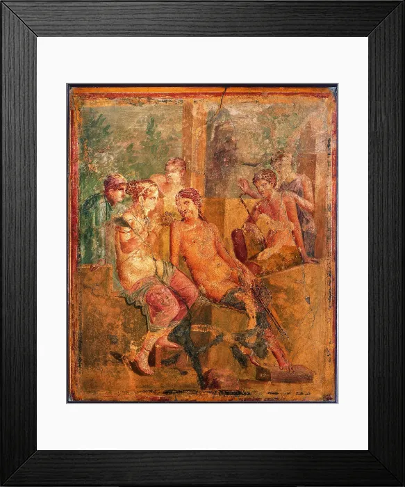 Framed Print : Sell of Cupids, by unknown artist, 45-79, 1st Century A.D. ripped fresco, 107 x 91 cm - Italy, Campania, Naples, National Archaeological Museum, Room LXVI, inv. 11147 Framed Print : Sell of Cupids, by unknown artist, 45-79, 1st Century A.D. ripped fresco, 107 x 91 cm - Italy, Campania, Naples, National Archaeological Museum, Room LXVI, inv. 11147