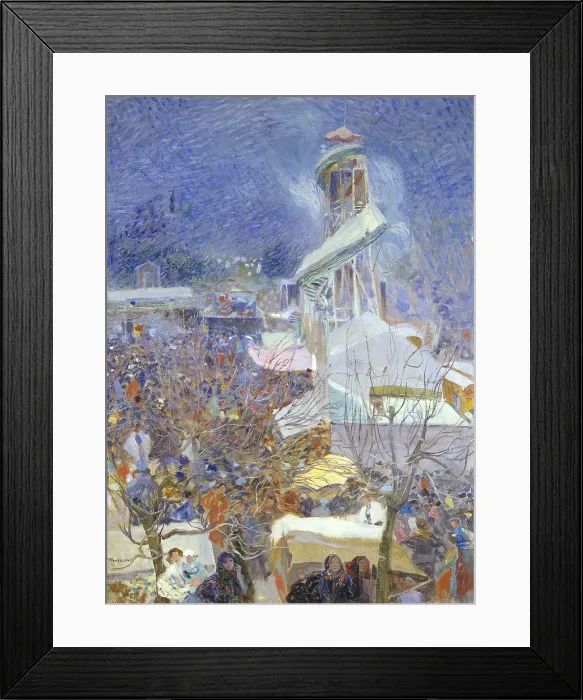 Framed Print : Fair at Pietrasanta (Fiera di Pietrasanta), by Plinio Nomellini, 1912, 20th Century, oil on canvas - Italy, Liguria, Genoa, Galleria d'arte moderna. Whole artwork view