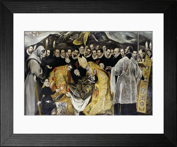 Framed Print : The Burial of the Count of Orgaz (El entierro del Conde de Orgaz), by El Greco, 1586, 16th Century, oil on canvas, 480 x 360 cm - Spain, Toledo, Church of Santo Tom. Detail